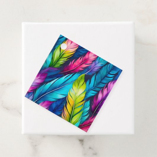 Kleurrijke Aquarel Veer Art Gift Labels (In situ)