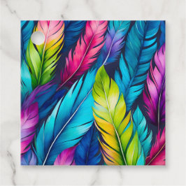 Kleurrijke Aquarel Veer Art Gift Labels