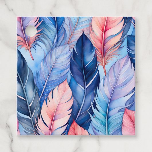 Kleurrijke Aquarel Veer Art Gift Labels (Voorkant)