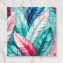 Kleurrijke Aquarel Veer Art Gift Labels