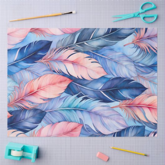 Kleurrijke aquarel veer kunst weefsel papier (Craft)