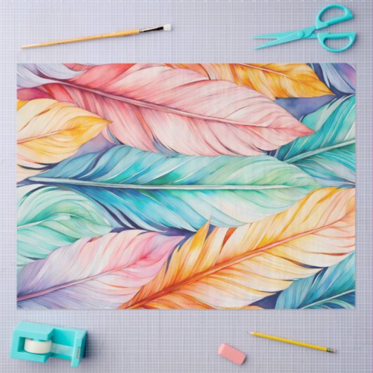 Kleurrijke aquarel veer kunst weefsel papier (Craft)