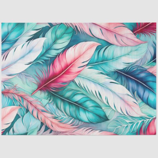 Kleurrijke aquarel veer kunst weefsel papier (Voorkant)