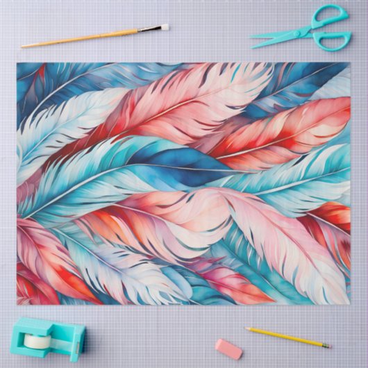 Kleurrijke aquarel veer kunst weefsel papier (Craft)