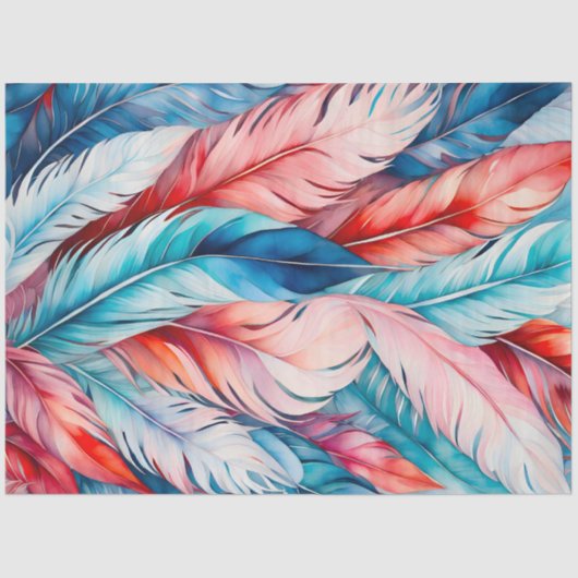 Kleurrijke aquarel veer kunst weefsel papier (Voorkant)