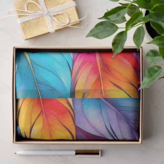 Kleurrijke aquarel veer kunst weefsel papier (Geschenk)