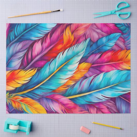 Kleurrijke aquarel veer kunst weefsel papier (Craft)