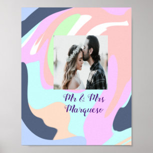 Kleurrijke aquarel voeg je naam tekst afbeelding t poster