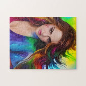 Kleurrijke Aquarel Vrouw Legpuzzel (Horizontaal)