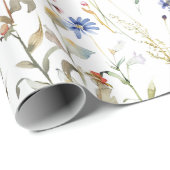 Kleurrijke aquarel wilde bloem cadeaupapier (Rol Hoek)