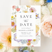 Kleurrijke Aquarel Wilde Bloem Foto Bruiloft Save The Date