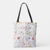 Kleurrijke aquarel wilde bloem tote bag (Achterkant)