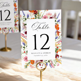 Kleurrijke Aquarel Wilde Bloemen Bruiloft Kaart