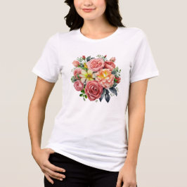 Kleurrijke Aquarel Wilde Bloementuin Tri-Blend Shirt