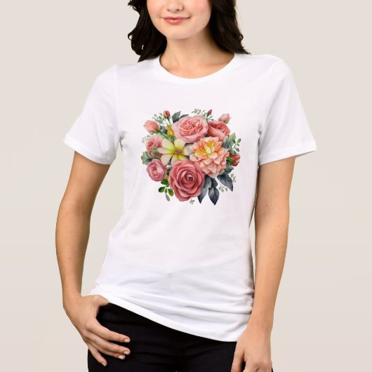 Kleurrijke Aquarel Wilde Bloementuin Tri-Blend Shirt (Voorkant)