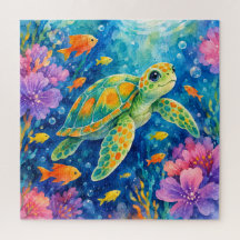 Kleurrijke Aquarel Zeeschildpad