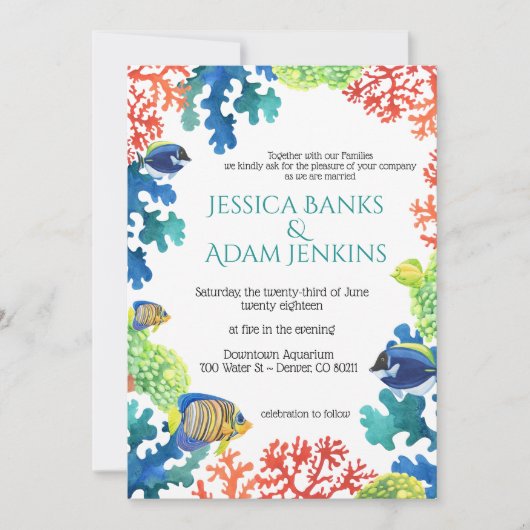 Kleurrijke Aquarium bruiloft uitnodiging (Voorkant)