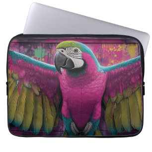 Kleurrijke Ara Graffiti Muurschildering met Roze e Laptop Sleeve