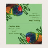 Kleurrijke ara papegaai groene bladeren rode snave visitekaartje (Buitenkant ongevouwen)