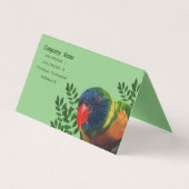 Kleurrijke ara papegaai groene bladeren rode snave visitekaartje (Achterkant)