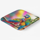 Kleurrijke ara papegaaien op een tak-45739 papieren bordje (Gebogen)