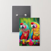 Kleurrijke ara vogels op de tak-67859 button (Voorkant / Achterkant)