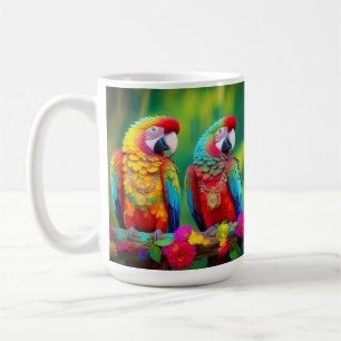 Kleurrijke ara vogels op de tak-67859 koffiemok
