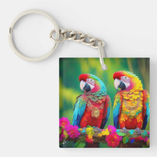 Kleurrijke ara vogels op de tak-67859 sleutelhanger