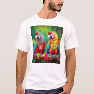 Kleurrijke ara vogels op de tak-67859 t-shirt
