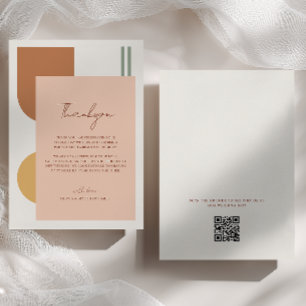 Kleurrijke Arches Koraalroze Boho Huwelijks QR-cod Bedankkaart