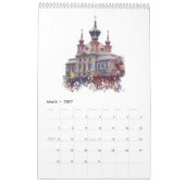 Kleurrijke architectuur kalender (Mar 2027)