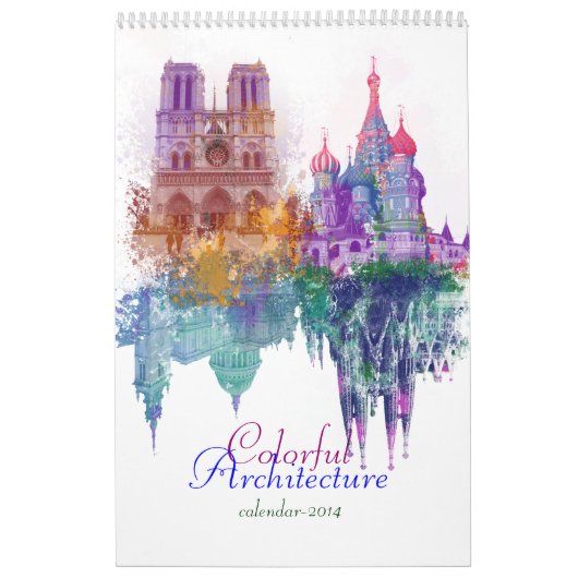 Kleurrijke architectuur kalender (Hoes)