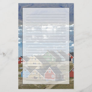 Kleurrijke architectuur van de stad, Narsaq, Briefpapier