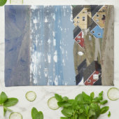 Kleurrijke architectuur van de stad Narsaq, Theedoek (Gevouwen)