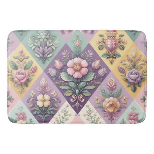 Kleurrijke Argyle pastel Pasen/Lente Badmat (Voorkant)