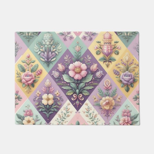 Kleurrijke Argyle pastel Pasen/Lente Deurmat (Voorkant)
