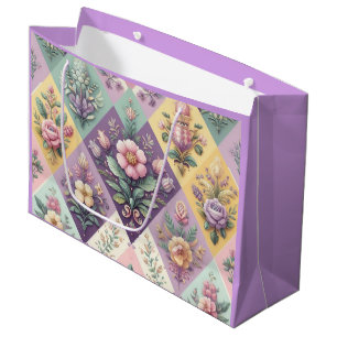 Kleurrijke Argyle pastel Pasen/Lente Groot Cadeauzakje