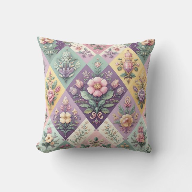 Kleurrijke Argyle pastel Pasen/Lente Kussen (Voorkant)