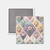 Kleurrijke Argyle pastel Pasen/Lente Magneet (Voorkant / Achterkant)