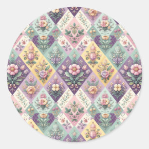 Kleurrijke Argyle pastel Pasen/Lente Ronde Sticker