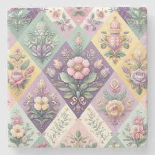 Kleurrijke Argyle pastel Pasen/Lente Stenen Onderzetter