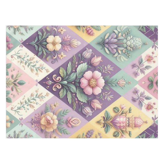 Kleurrijke Argyle pastel Pasen/Lente Tafelkleed (Voorkant (Horizontaal))