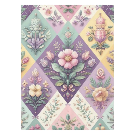 Kleurrijke Argyle pastel Pasen/Lente Tafelkleed (Voorkant)