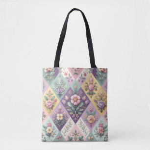 Kleurrijke Argyle pastel Pasen/Lente Tote Bag
