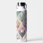 Kleurrijke Argyle pastel Pasen/Lente Waterfles (Voorkant)