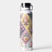 Kleurrijke Argyle pastel Pasen/Lente Waterfles (Achterkant)