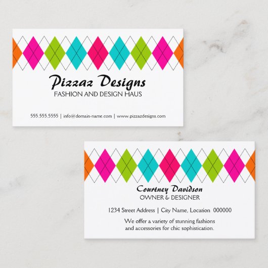 Kleurrijke Argyle Visitekaartje (Voorkant / Achterkant)