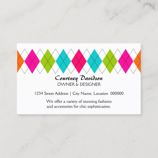 Kleurrijke Argyle Visitekaartje (Achterkant)