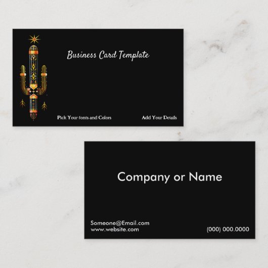 Kleurrijke Arizona Zuidwestelijke Saguaro Cactus Visitekaartje (Voorkant / Achterkant)