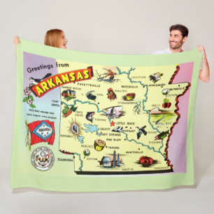Kleurrijke Arkansas kaart fleece deken